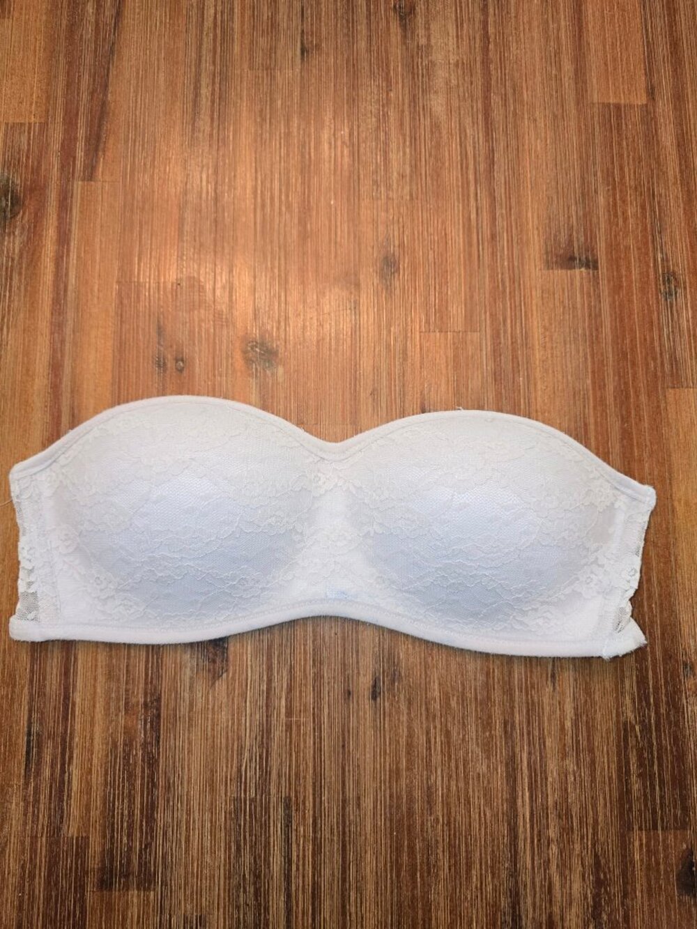 Victoria's Secret PINK White Lace Strapless Bandeau Bralette Size S